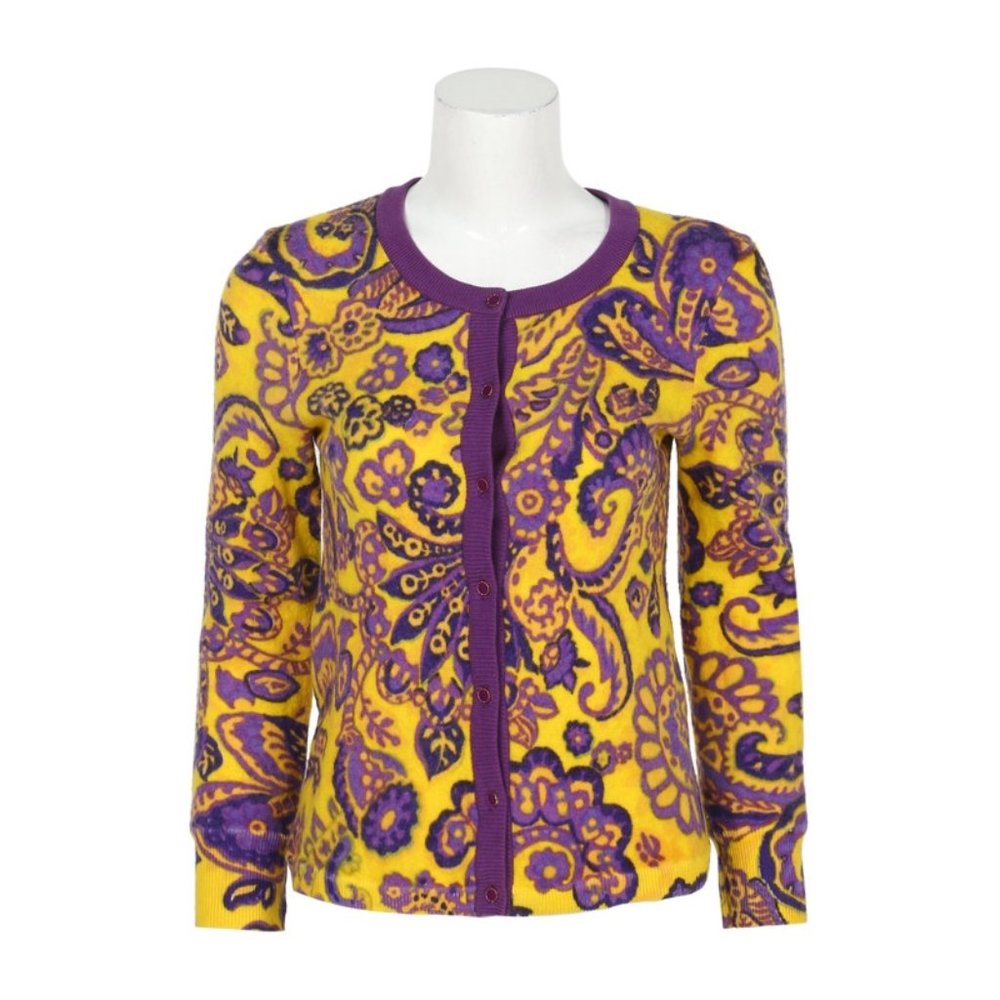 Kate spade 100% Wool knit Yellow& Purple Contrast